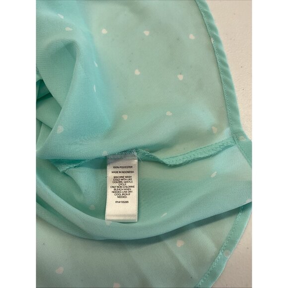 Express‎ The Portofino Shirt  Womens Small Turquoise Sheer White polka dot - Picture 4 of 8